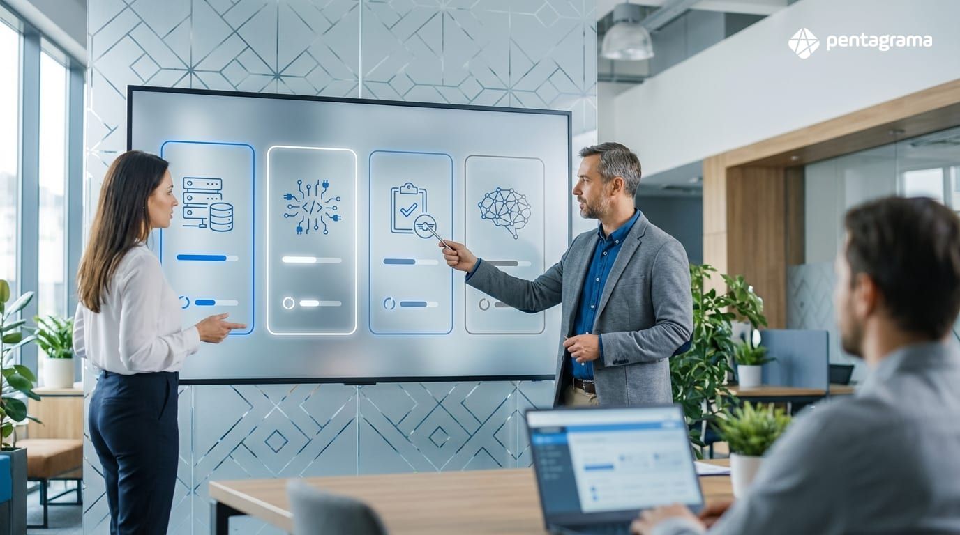 Ilustração de integração entre ERP, CRM, e-commerce e serviço de pricing com governança