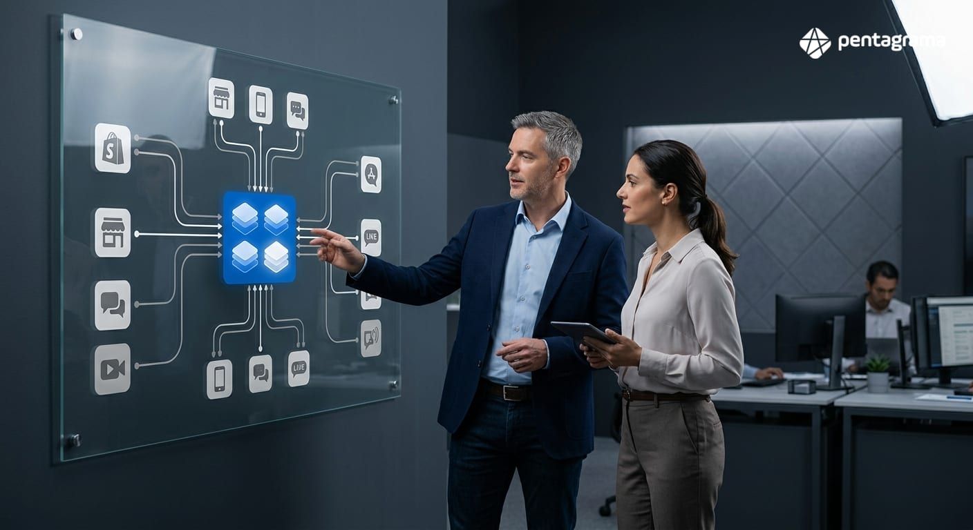 Arquitetura de dados e canais: PIM, OMS, ERP/WMS e atendimento integrados