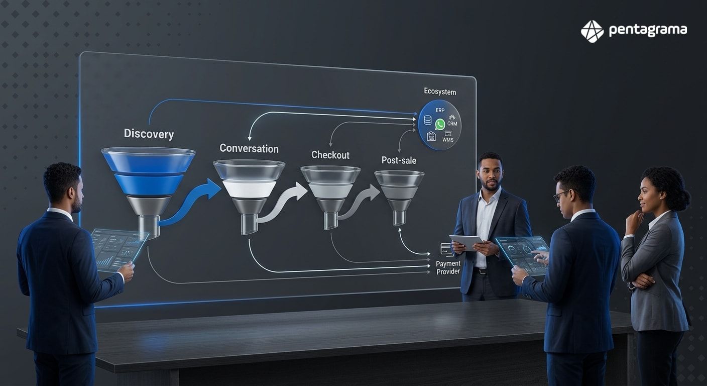 Imagem ilustrativa de arquitetura omnichannel e integração de sistemas