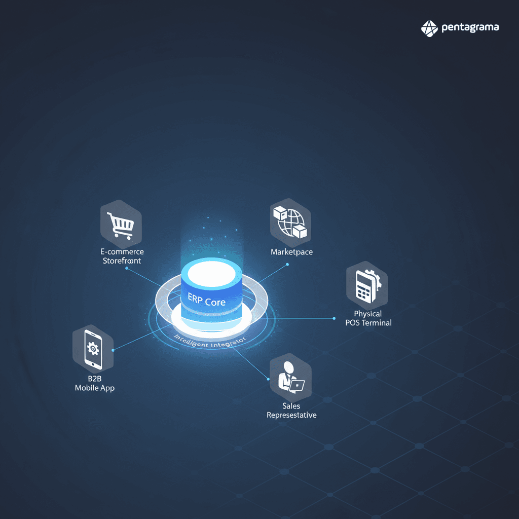 Diagrama de arquitetura de integração omnichannel unificada