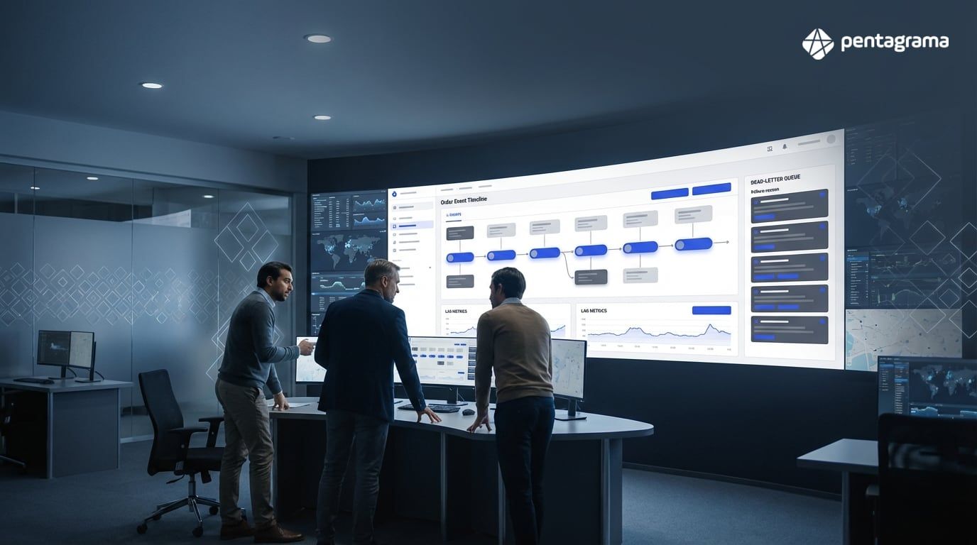 Painel de observabilidade para eventos e filas (DLQ, lag e tracing)